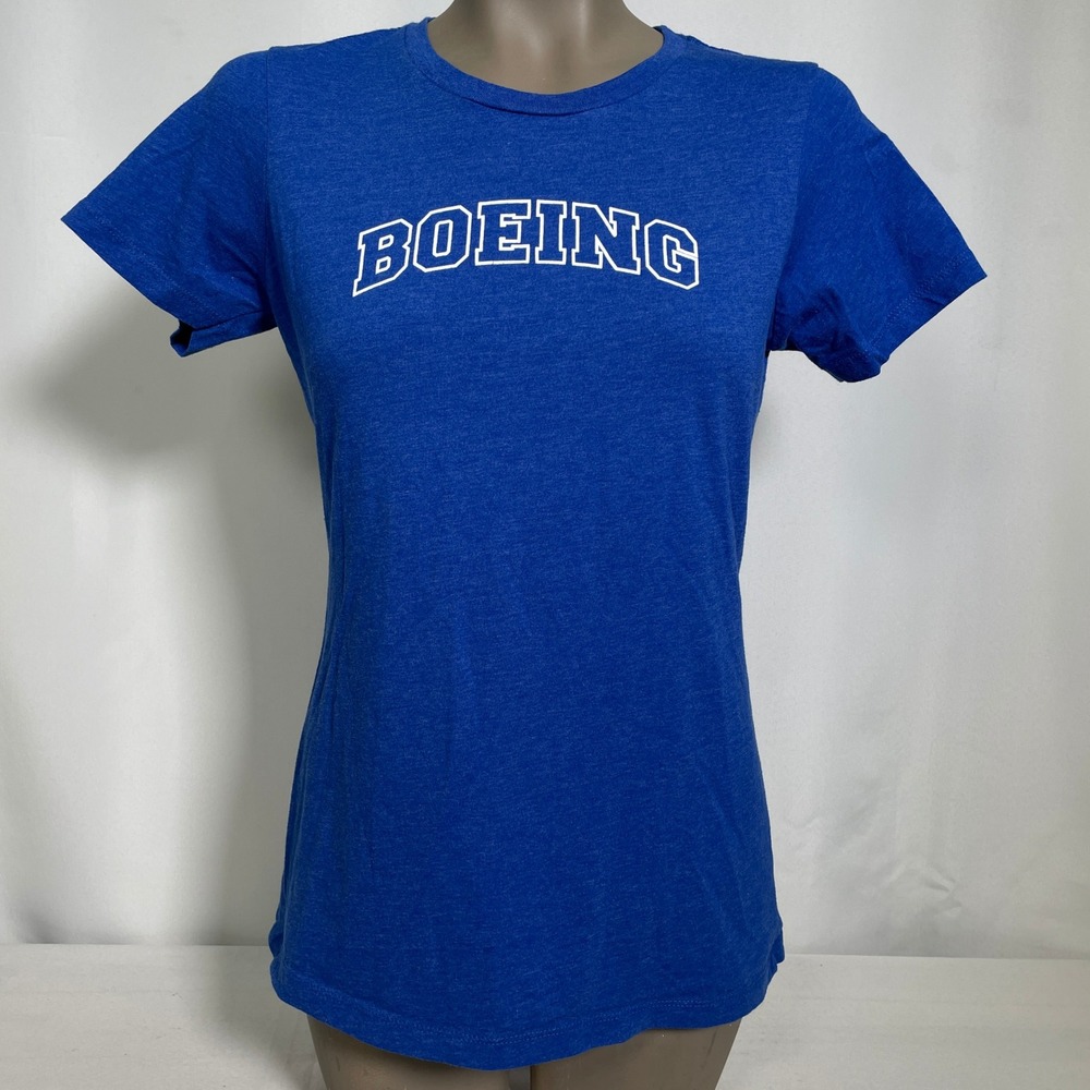 Boeing Aviation Varsity Royal Blue Heathered Company T-Shirt Women's MEDIUM